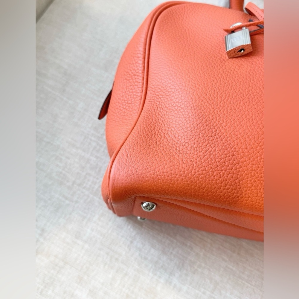 HERMES Victoria 35 Bag Clemence Leather Orange Poppy Palladium Hardware - Picture 11 of 16